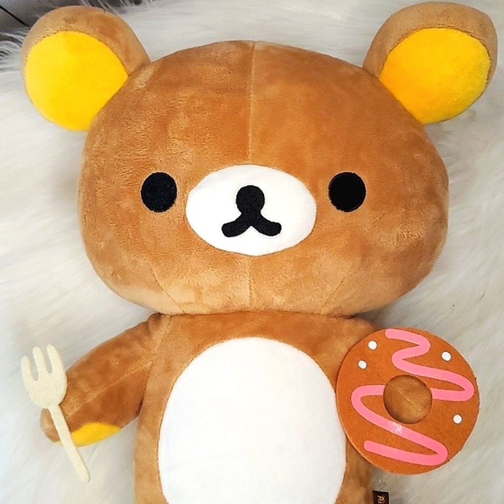 Rilakkuma Bear with Donut & Fork 15" Plush by San-X RARE Harajuku Japanese Anime - Picture 13 of 14